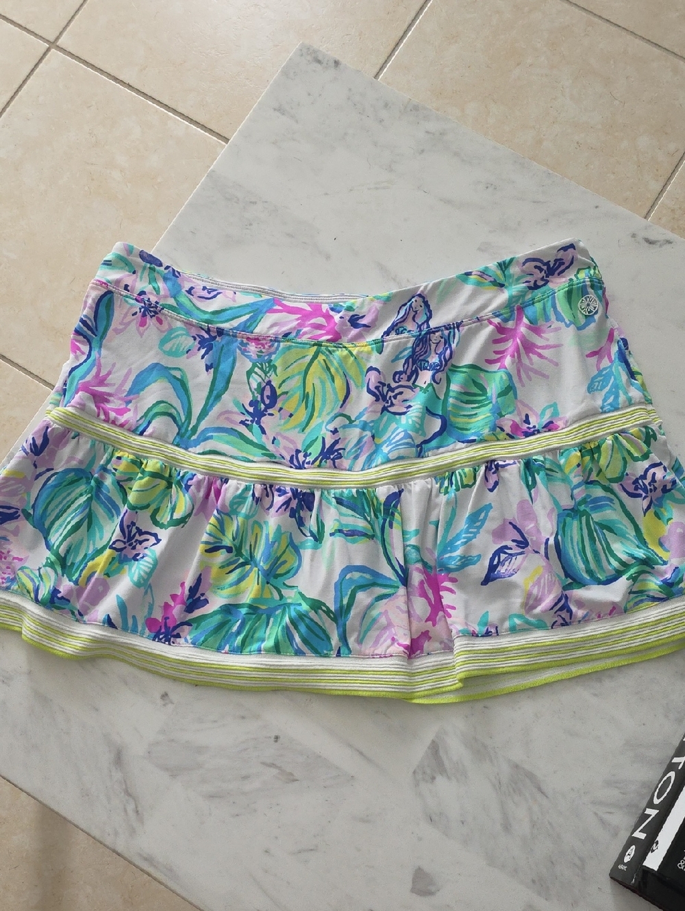 Lilly Pulitzer White  Skort with Teal, Pink & Lime Floral Print